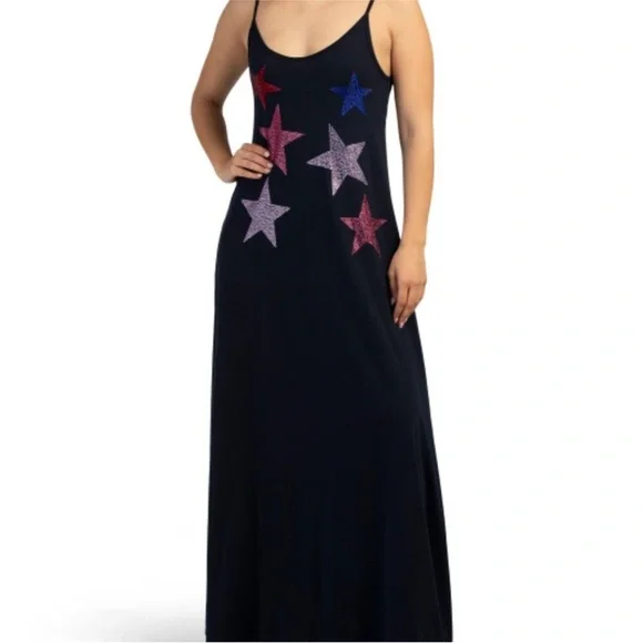 Lauren Moshi Dresses | Lauren Moshi Black Maxi Supima Cotton Dress with Crystal Stars Xs | Color: Blue/Pink | Size: Xs | Lianamyagkov's Closet